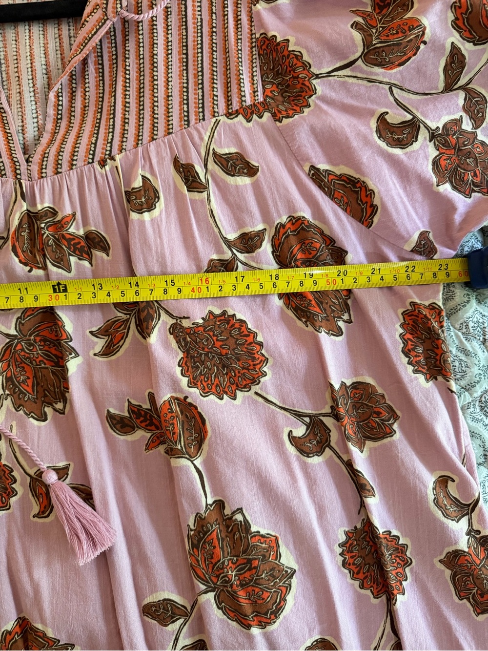 Knox Rose Pink Floral Boho Midi Dress w/ pockets. Size L - Picture 8 of 12